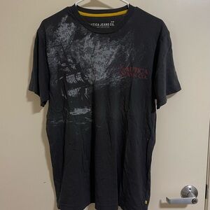 Nautica Jeans Co Men’s Size M Grey Graphic T-Shirt Ship Boat 2000s Y2K Vintage